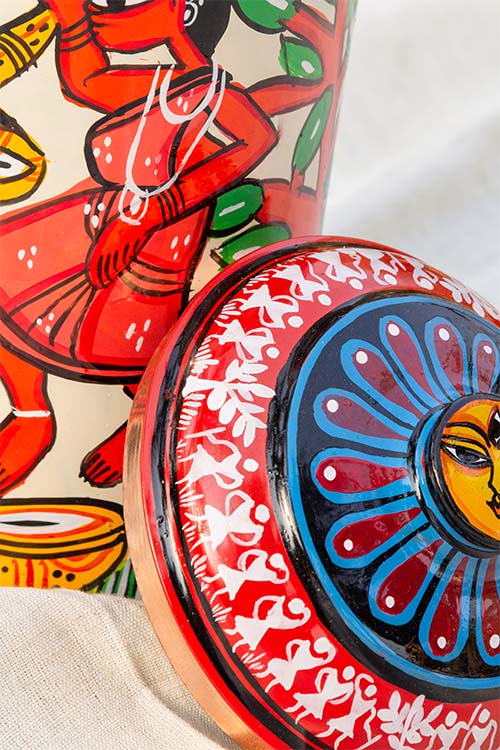 Leherate Santhal | Bengal Pattachitra Copper Jug