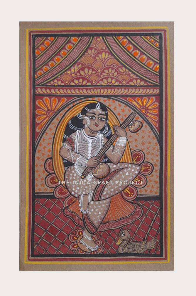 Goddess Saraswati Painting | Bengal Pattachitra
