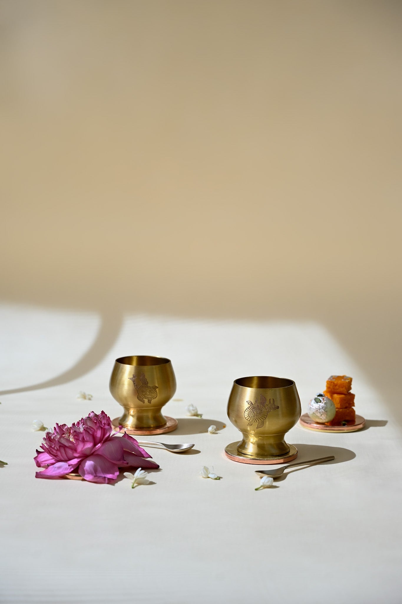 Gond Gift Box | Set of 2 Dessert Bowls | Handcrafted Brass Dessert Bowls