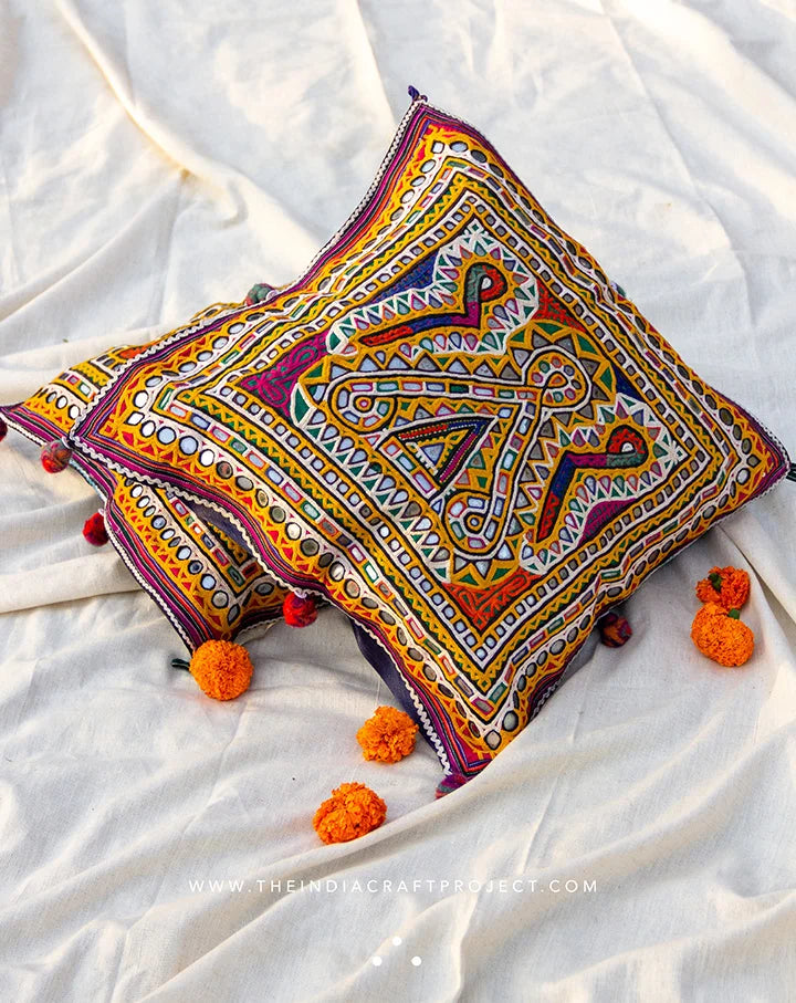 Chamak Kutch Single Cushion Cover | Hand Embroidered