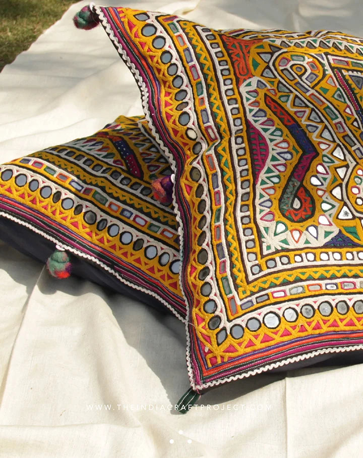 Chamak Kutch Single Cushion Cover | Hand Embroidered