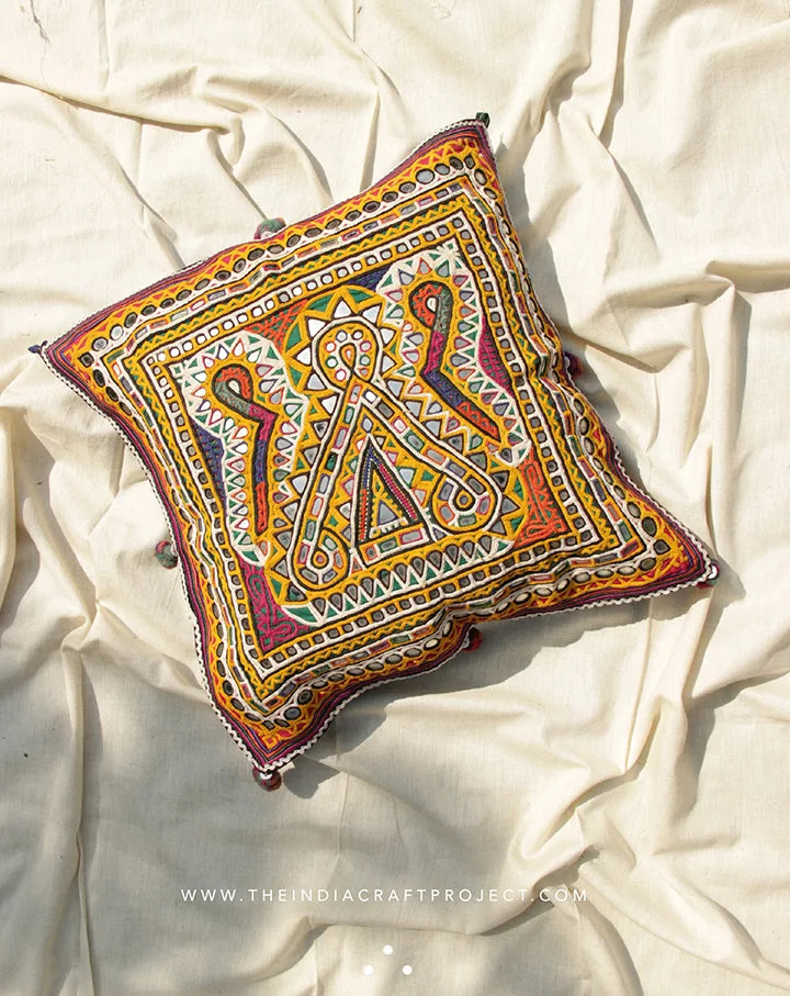 Chamak Kutch Single Cushion Cover | Hand Embroidered