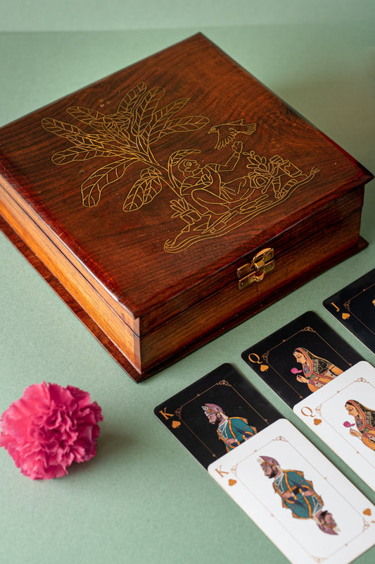 Karigar Tarkashi wooden box with handcrafted artisan details, ideal for unique and elegant storage