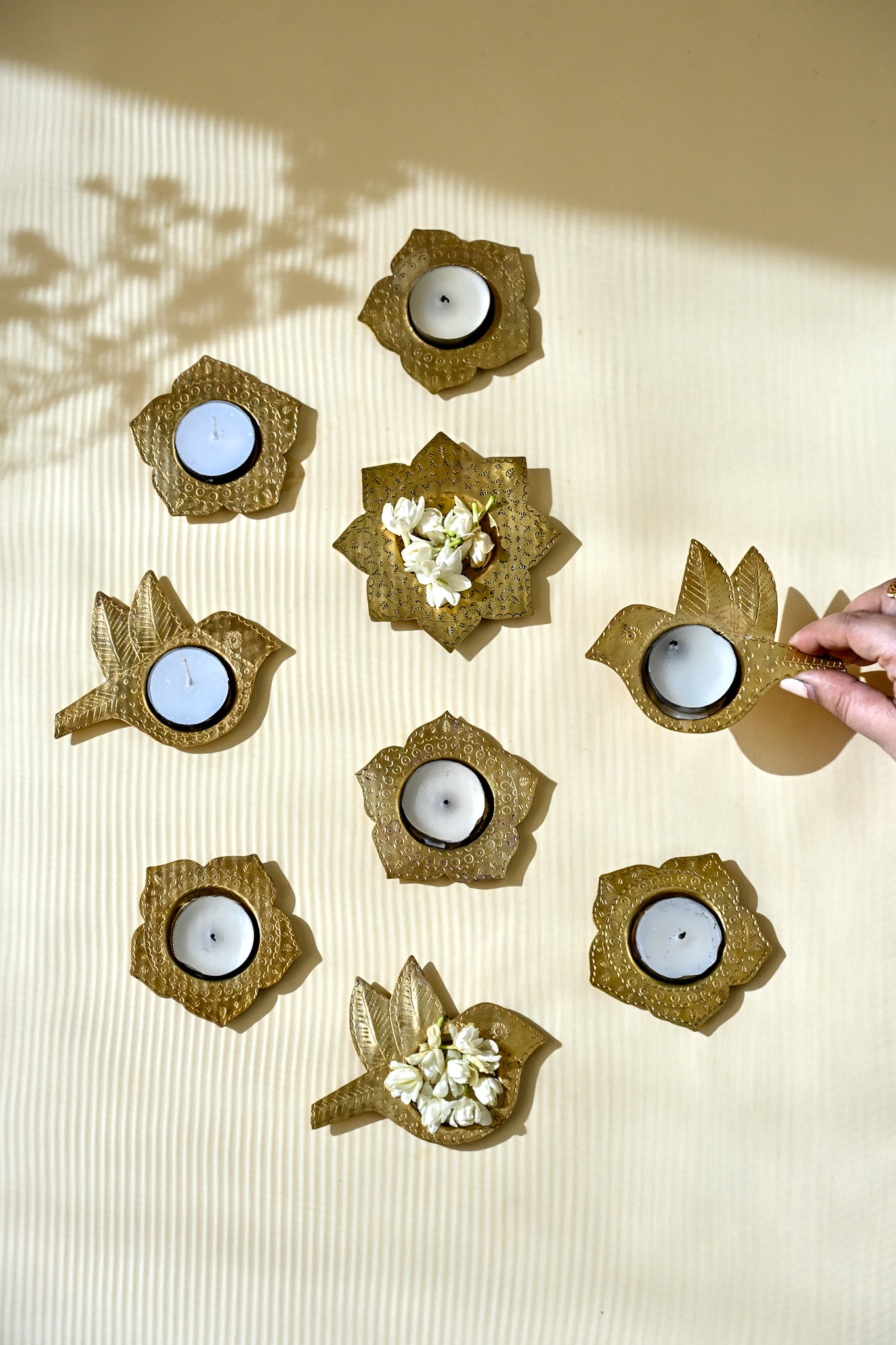 Kamal Brass Tealight Holders (Set of 2)