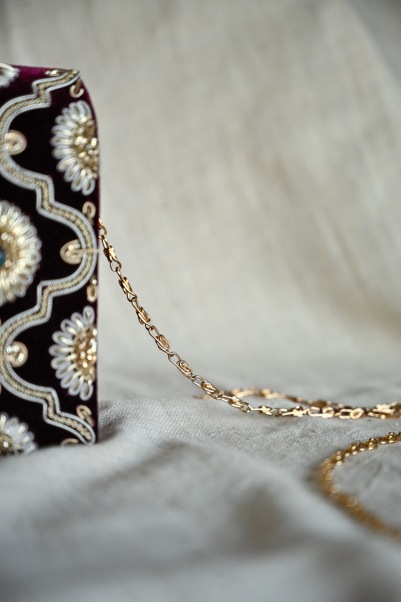 Kat Jaal Zardozi Sling Purse | Elegant Handcrafted Embroidered Bag