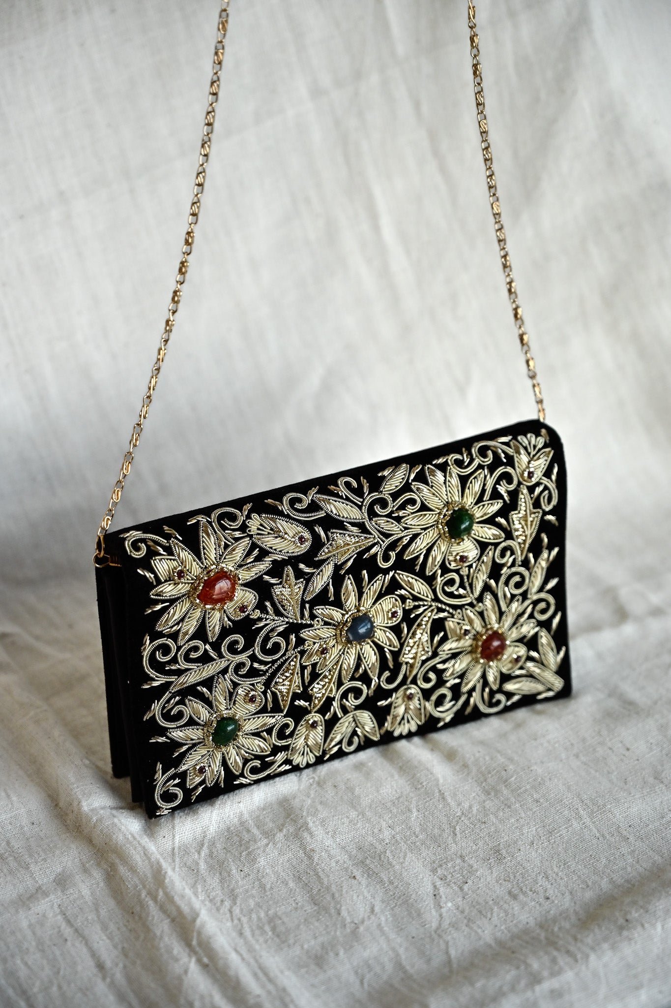 Kamal Zardozi Sling Purse | Elegant Handcrafted Embroidered Bag