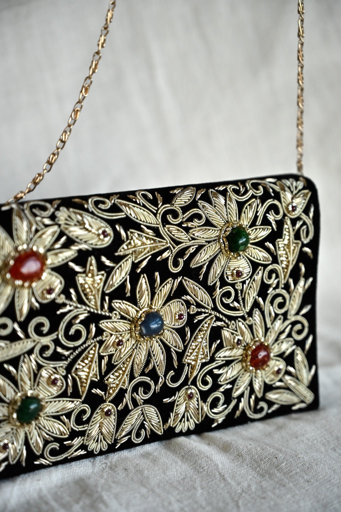 Kamal Zardozi Sling Purse | Elegant Handcrafted Embroidered Bag