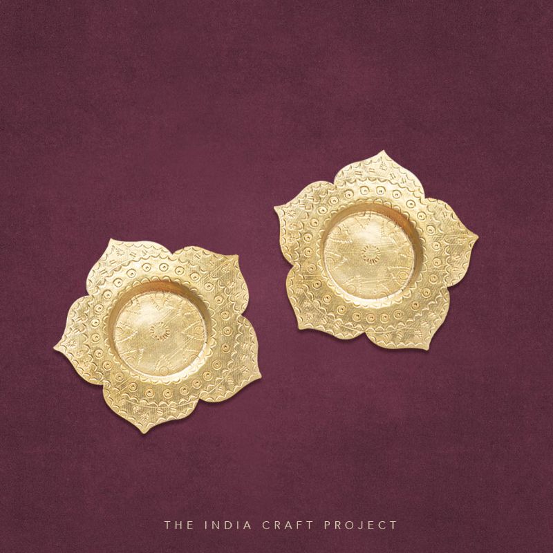 Chidiya brass tealight holders, set of 2, featuring elegant handcrafted details for warm, stylish decor