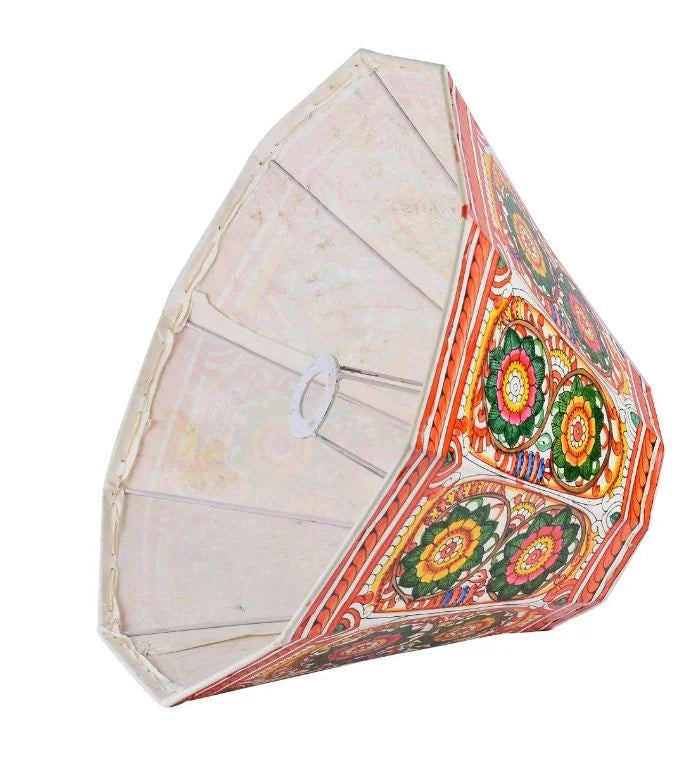 Gul hand-painted Tholu lampshade featuring delicate floral patterns, perfect for creating a warm and artistic ambiance