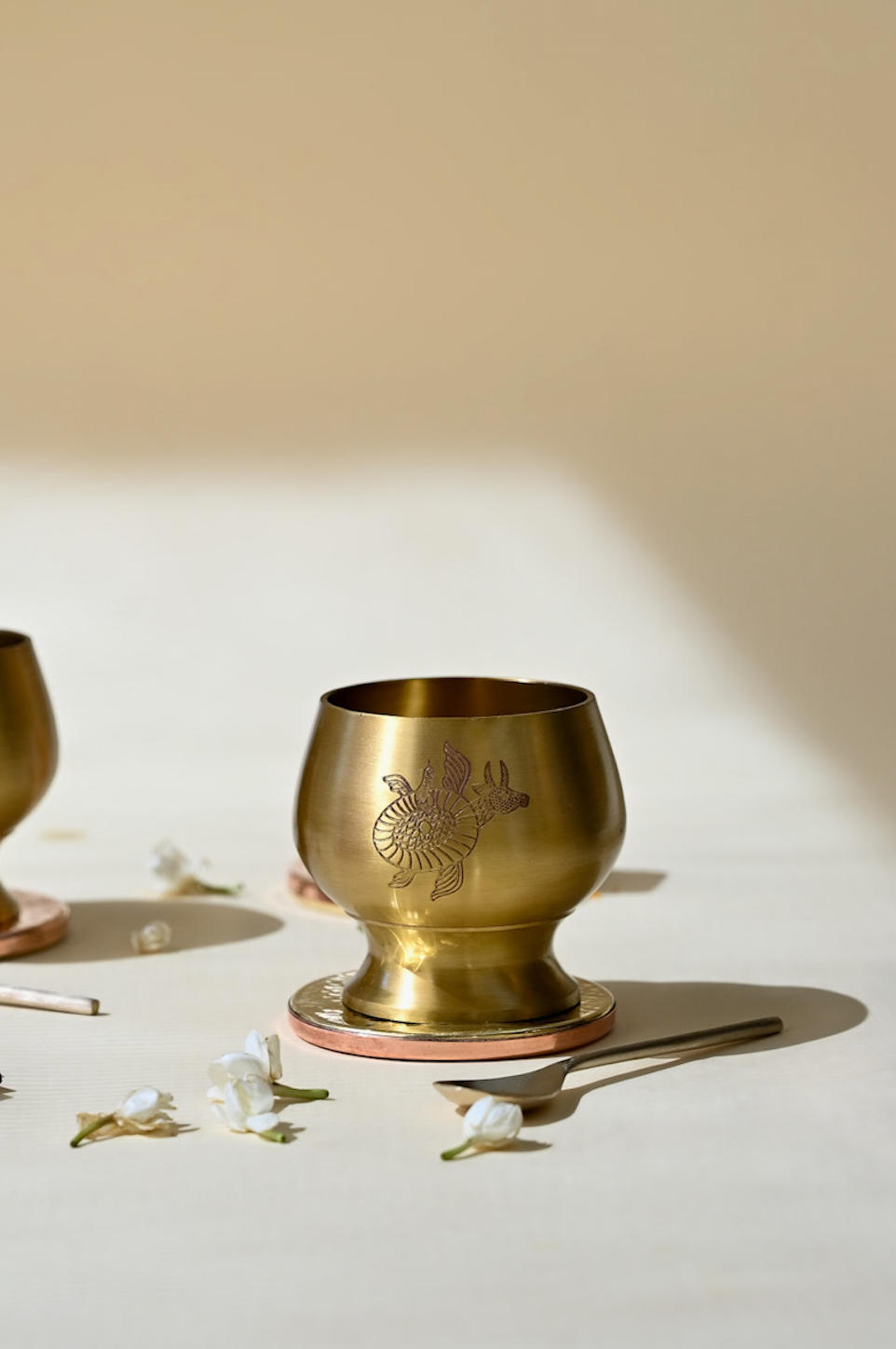 Gond Gift Box | Set of 2 Dessert Bowls | Handcrafted Brass Dessert Bowls