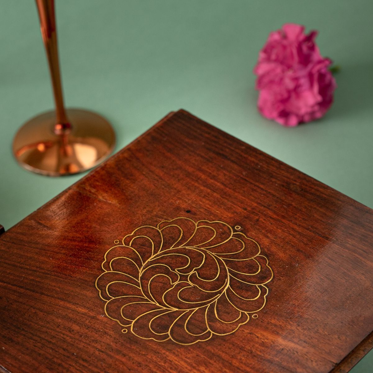 Karigar Tarkashi wooden box with handcrafted artisan details, ideal for unique and elegant storage