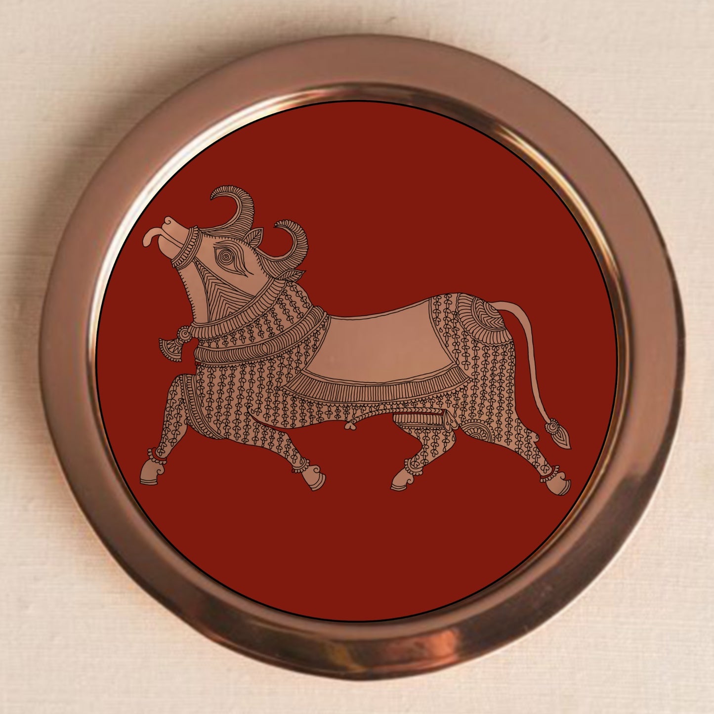 Nandi Brass Wall Plate | Mata Ni Pachedi Art