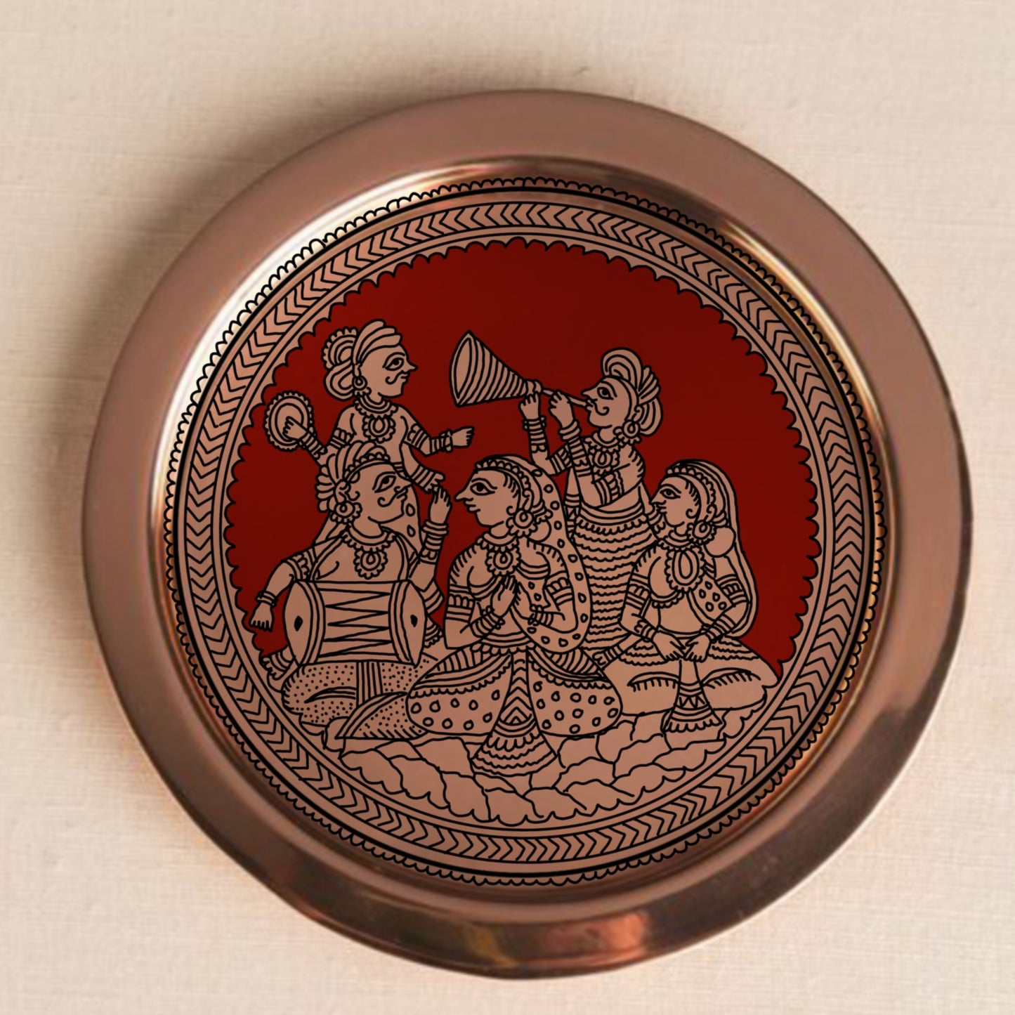 Sangeet Brass Wall Plate| Mata Ni Pachedi Art