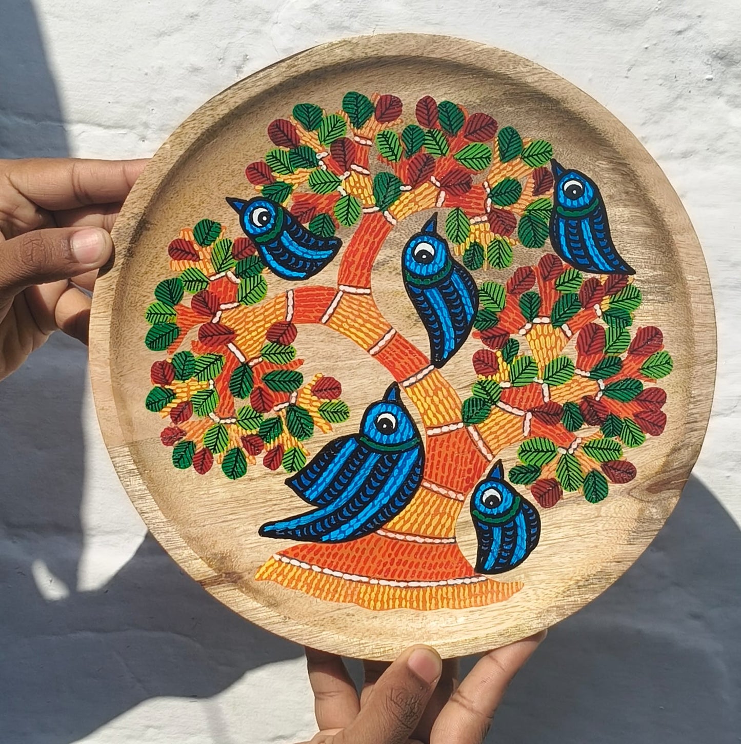 Birds Wood Wall Plate | Gond Art