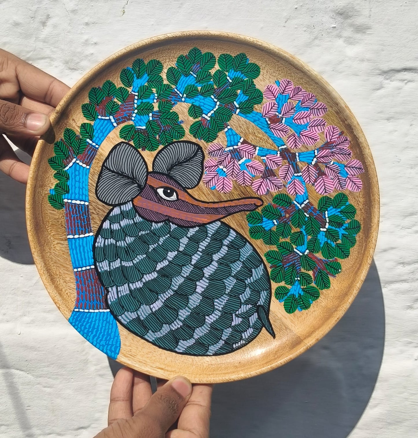 Elephant Wood Wall Plate | Gond Art