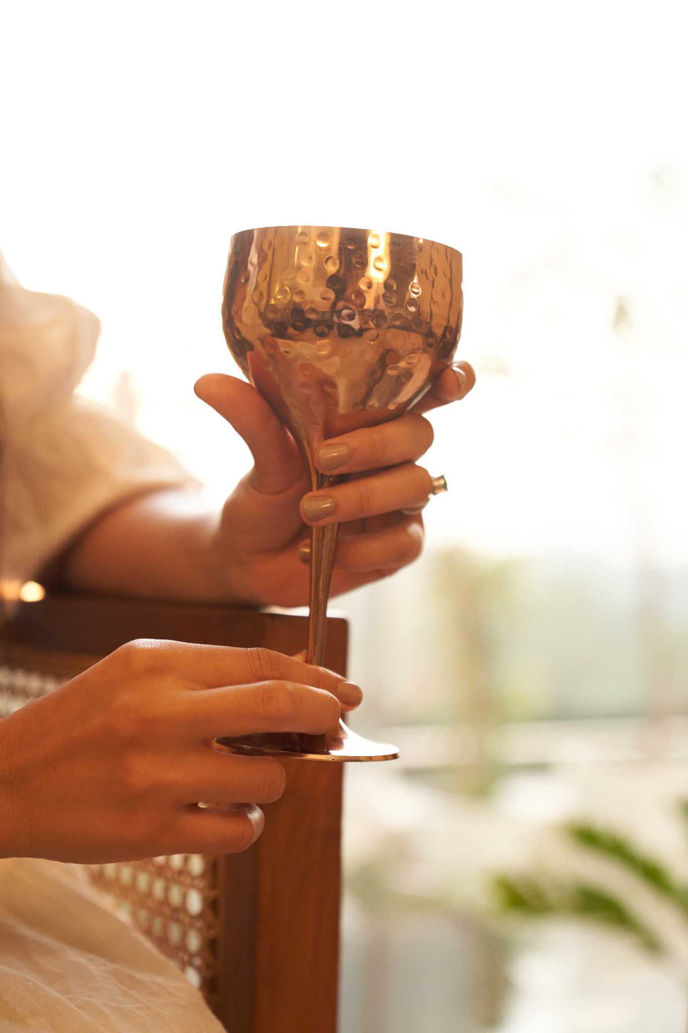 Naaz Grande copper goblets, set of 2, crafted with an elegant handcrafted finish, perfect for refined dining