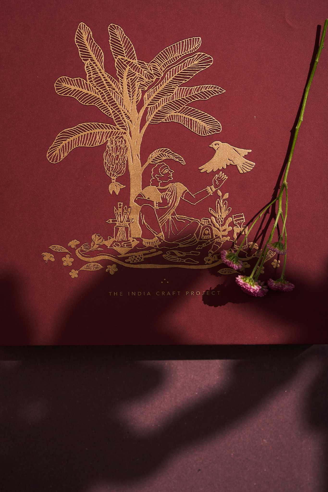 Phool Aarna gift box featuring handcrafted Zardozi and brass tea light holders, a perfect festive decor set