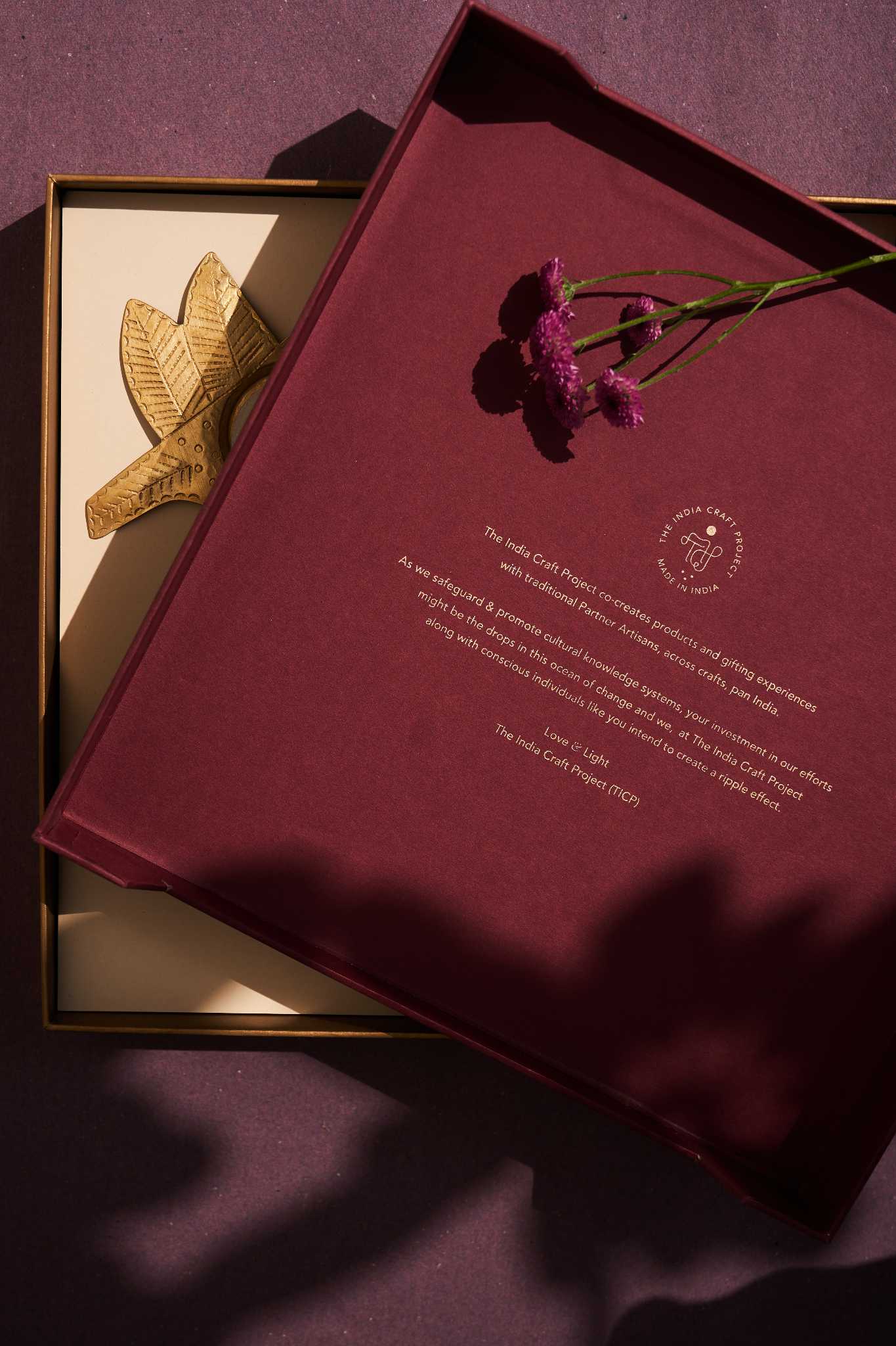 Chidiya Aarna gift box with handcrafted brass tealight holders, a thoughtful and elegant gift set