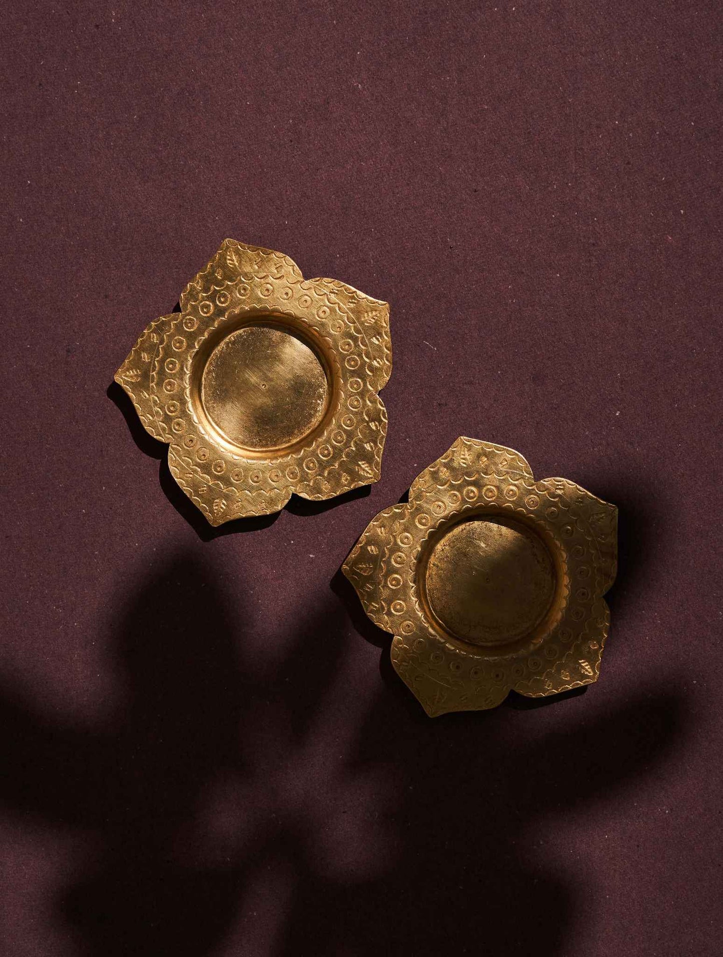 Chidiya brass tealight holders, set of 2, featuring elegant handcrafted details for warm, stylish decor