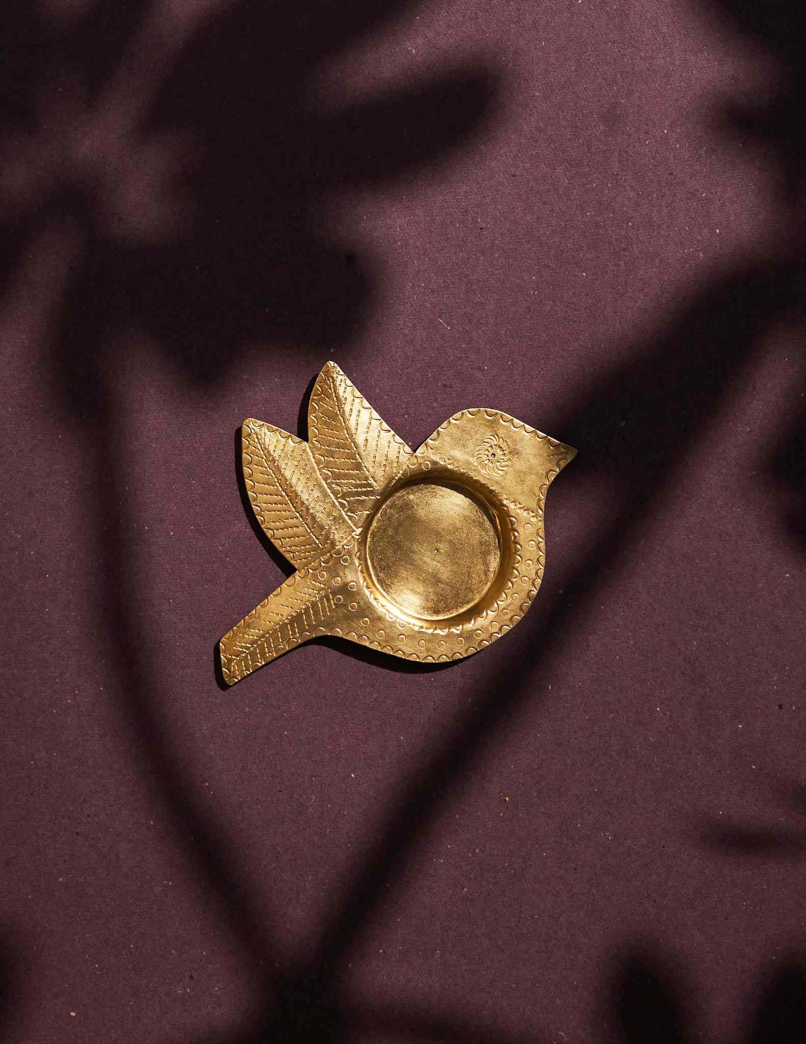 Chidiya brass tealight holders, set of 2, featuring elegant handcrafted details for warm, stylish decor