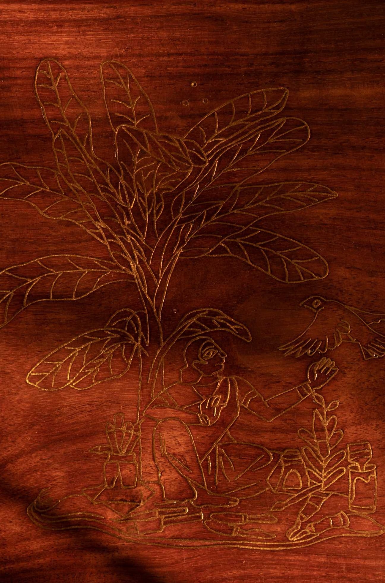 Phool Tarkashi sliding wooden box with intricate handcrafted details, offering elegant storage