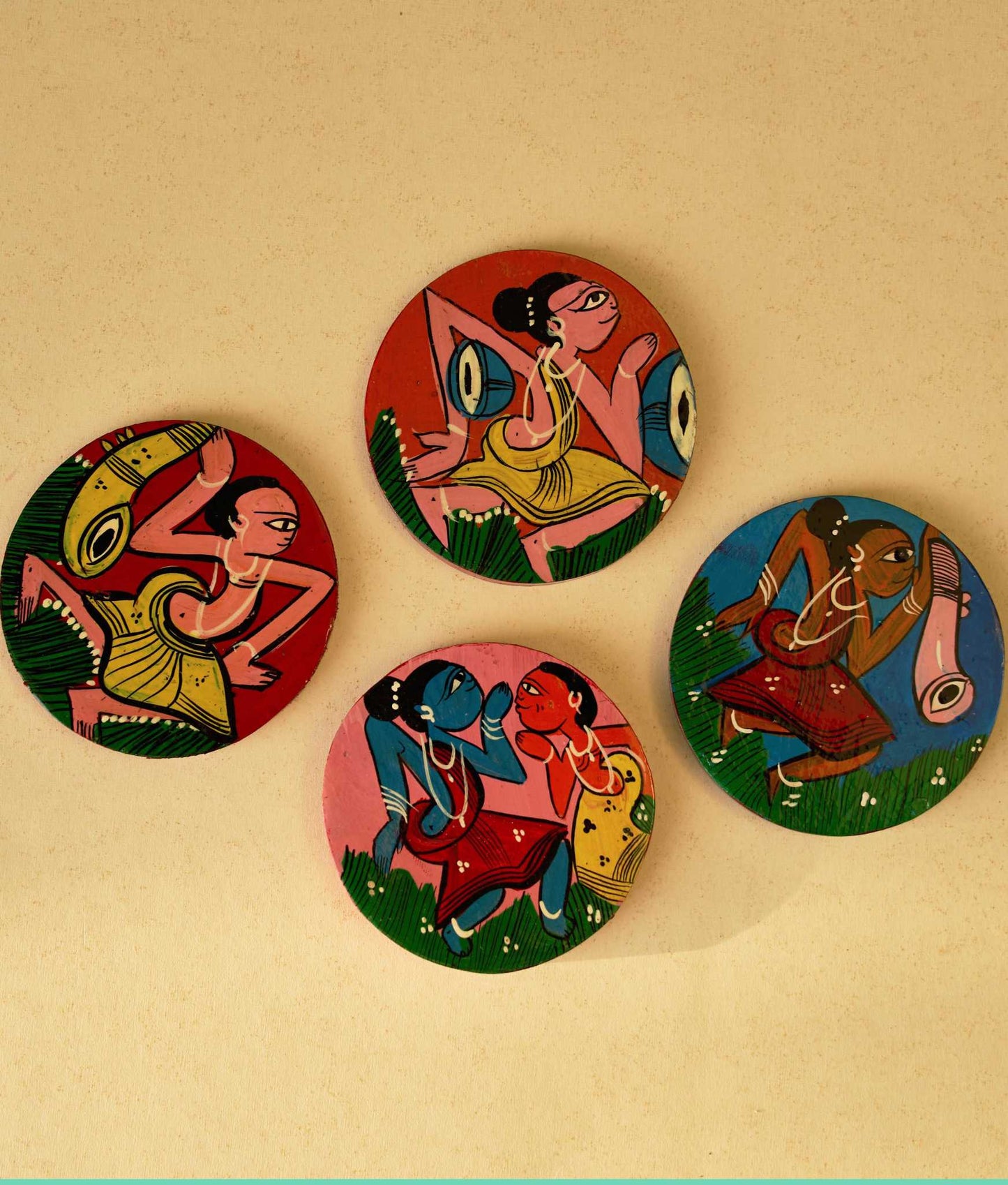 Santhal Nritya (Set of 4) Wooden Coasters