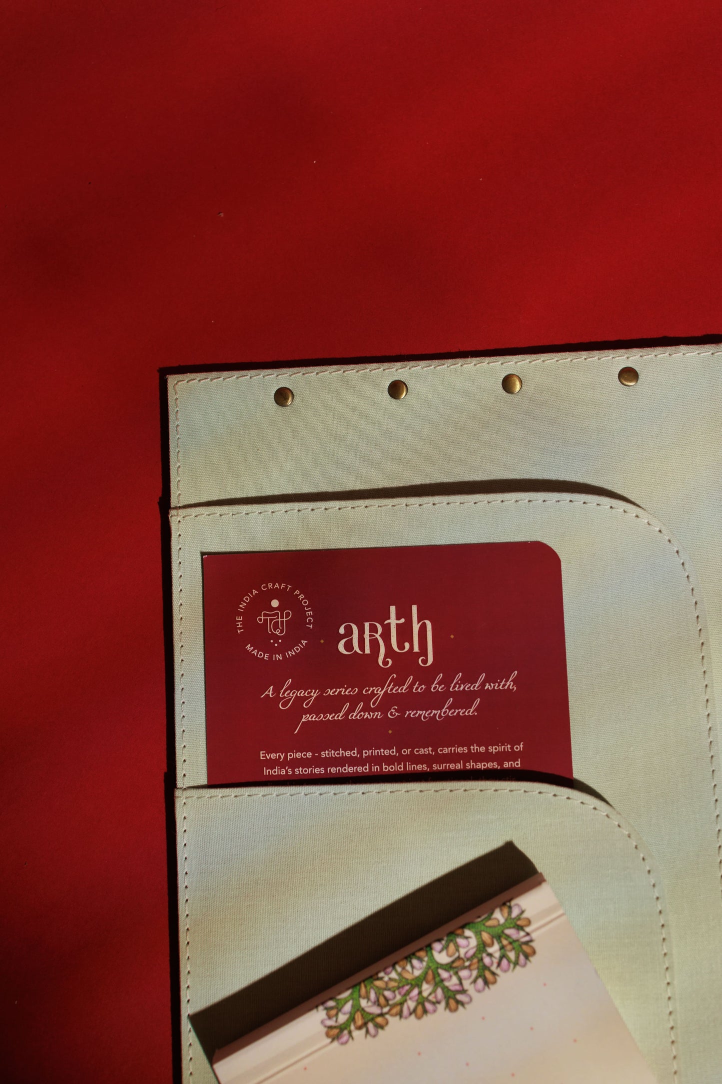 Arth Keepsake Folio | Leather & (Indigo) Kala Cotton in Natural Dye
