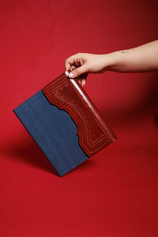 Arth Keepsake Folio | Leather & (Indigo) Kala Cotton in Natural Dye