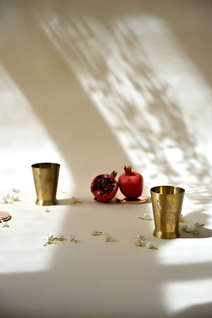 Single Glass | Etched Brass Dinnerware