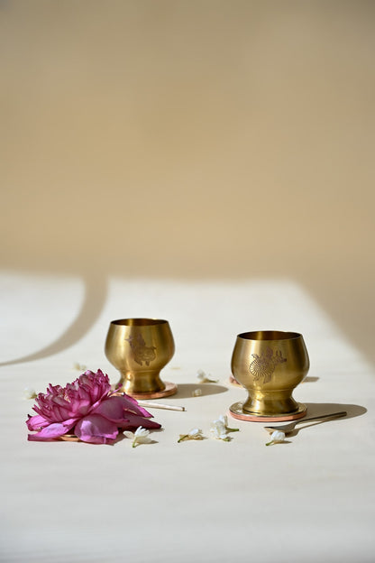 Gond Gift Box | Set of 2 Dessert Bowls | Handcrafted Brass Dessert Bowls