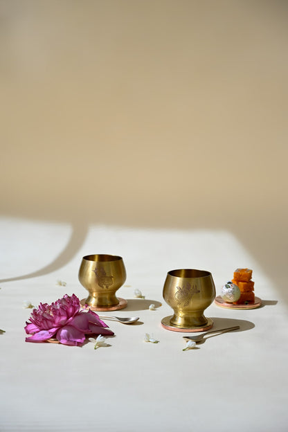 Gond Gift Box | Set of 2 Dessert Bowls | Handcrafted Brass Dessert Bowls