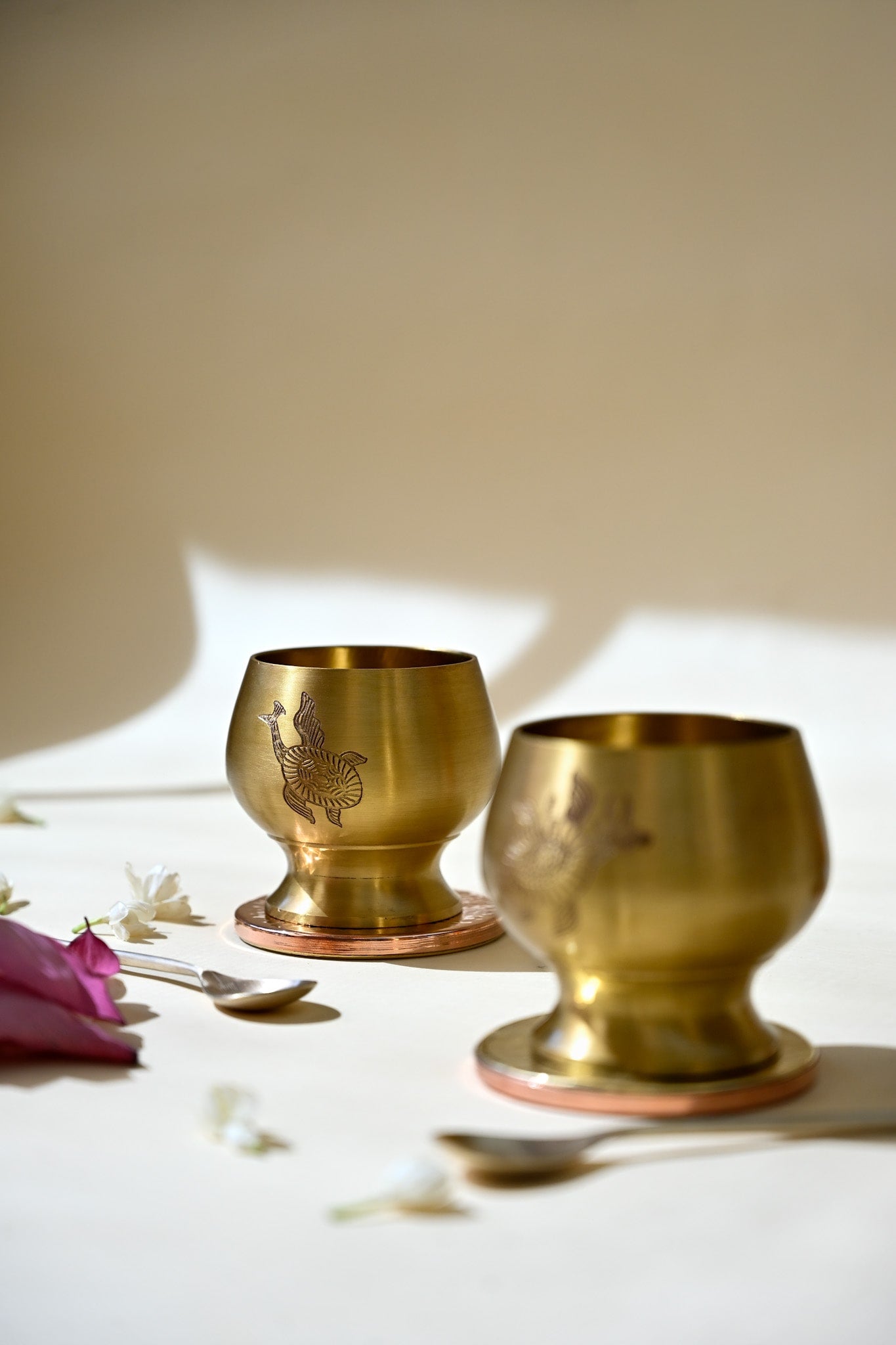 Gond Gift Box | Set of 2 Dessert Bowls | Handcrafted Brass Dessert Bowls