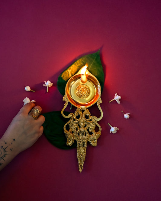 Brass Aarti Diya 8 by 3.5 Inches
