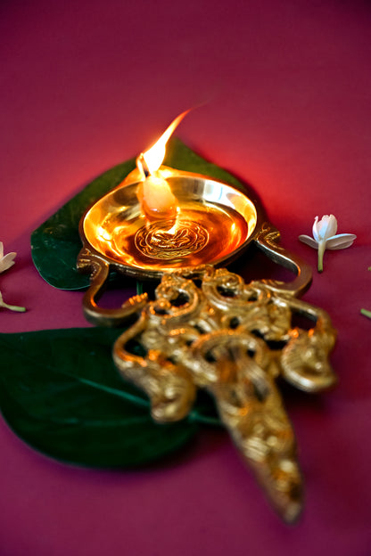 Brass Aarti Diya 8 by 3.5 Inches