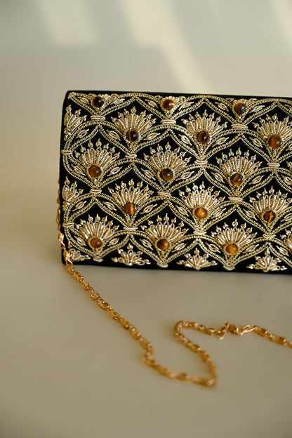 Jhoomar Zardozi Clutch Purse | Elegant Handcrafted Evening Bag