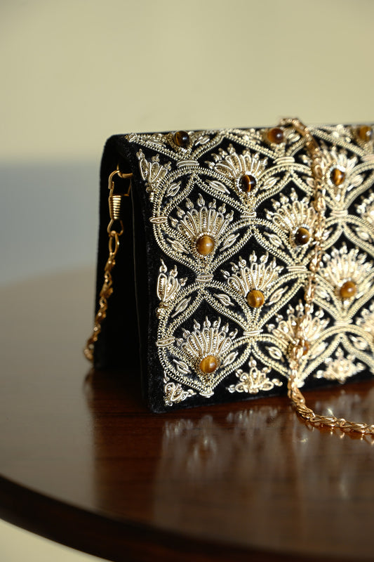 Jhoomar Zardozi Clutch Purse | Elegant Handcrafted Evening Bag
