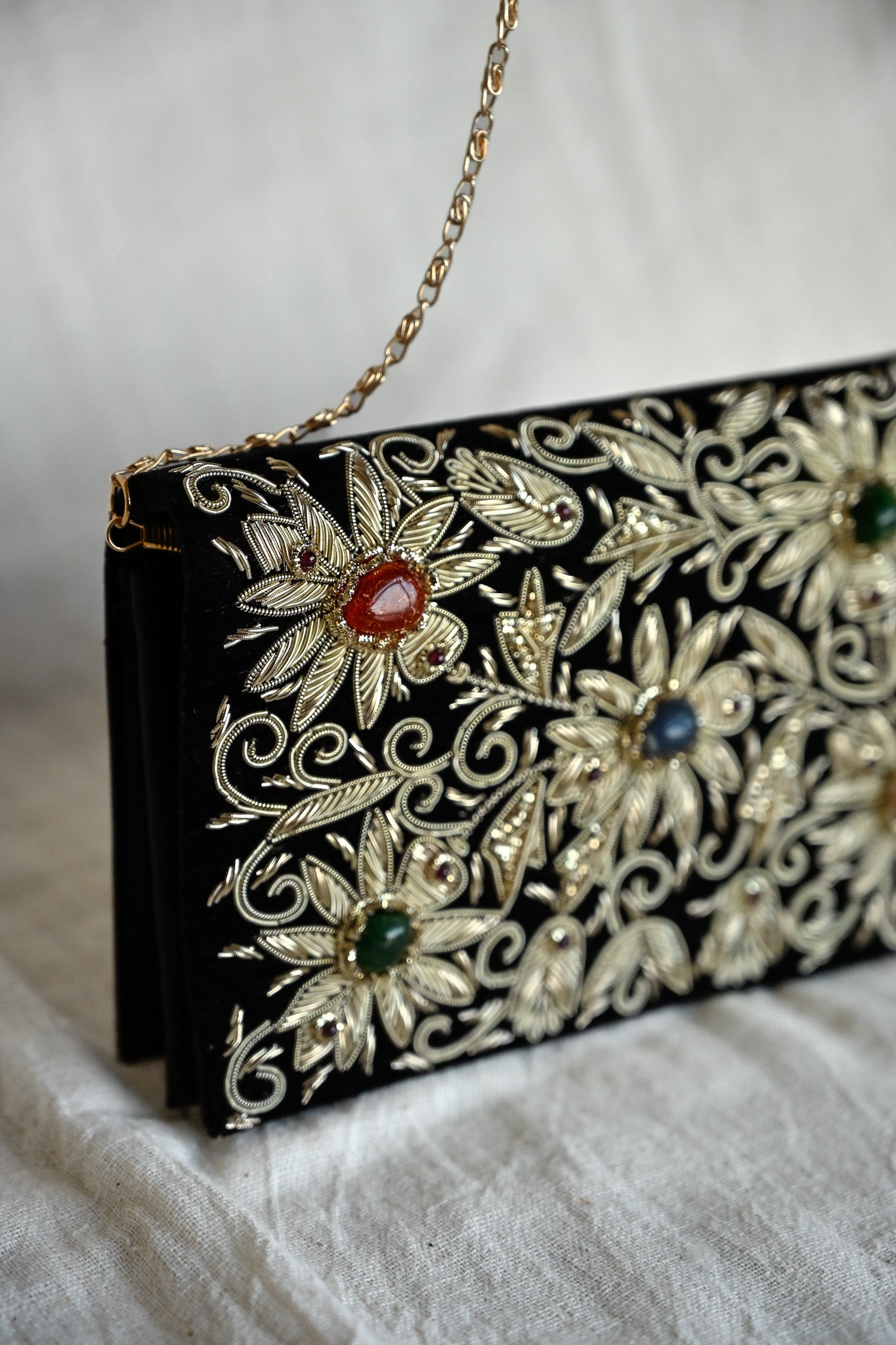 Kamal Zardozi Sling Purse | Elegant Handcrafted Embroidered Bag