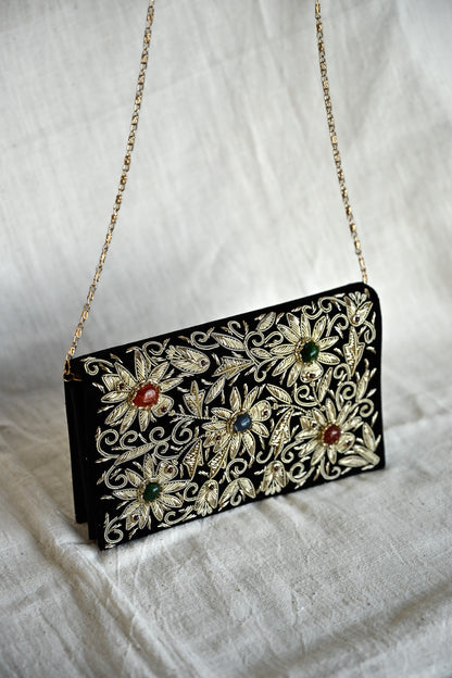 Kamal Zardozi Sling Purse | Elegant Handcrafted Embroidered Bag