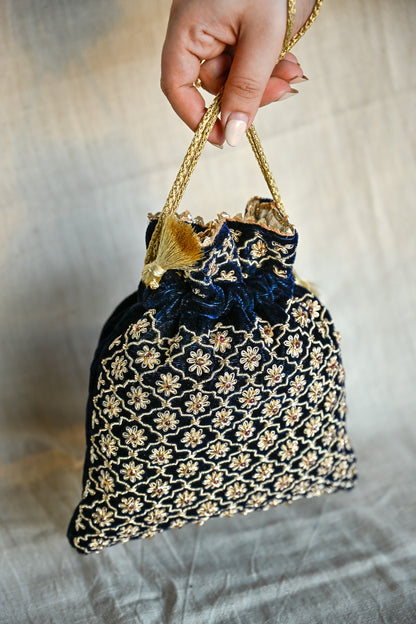 Jali Zardozi Potli | Handcrafted Embroidered Bag