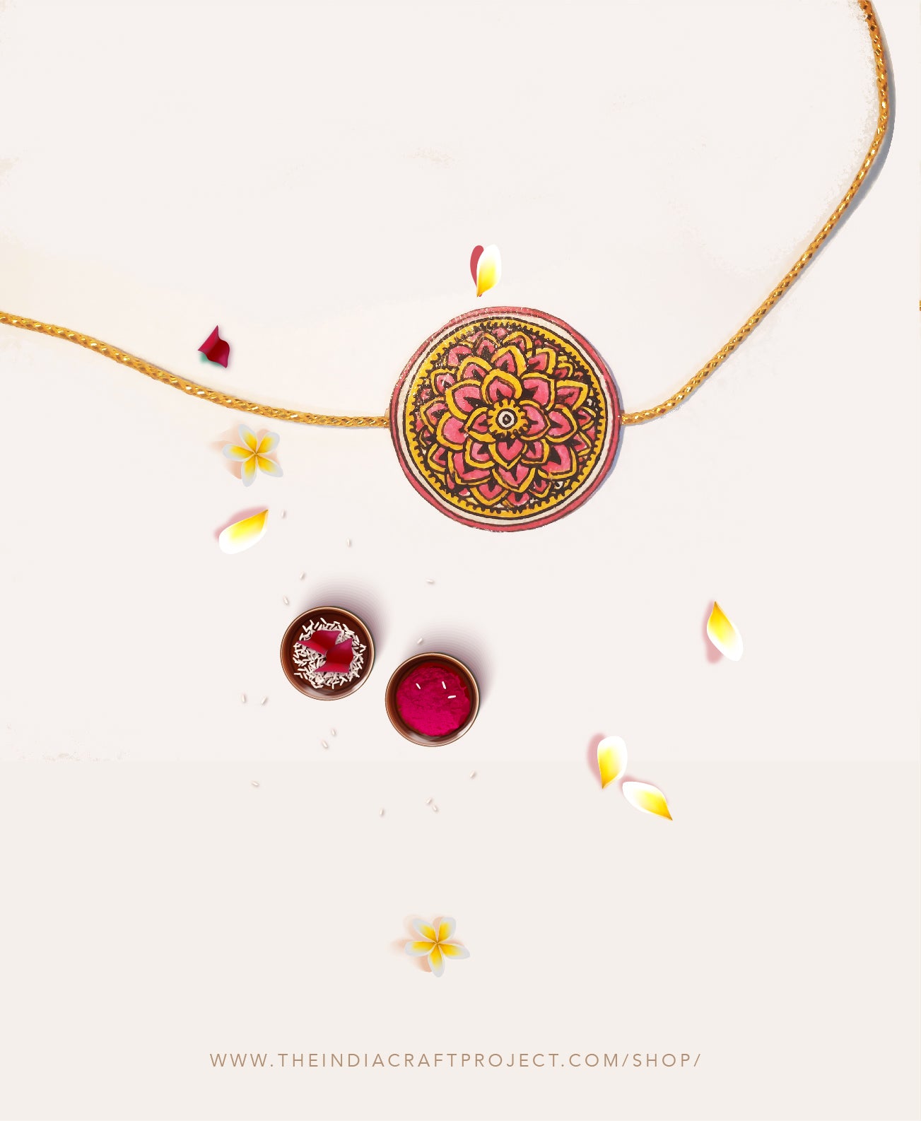 Tholu Bommalata rakhis handcrafted with traditional Tholu art, featuring intricate detailing for festive celebrations