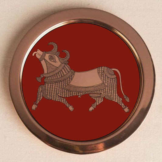 Nandi Brass Wall Plate | Mata Ni Pachedi Art