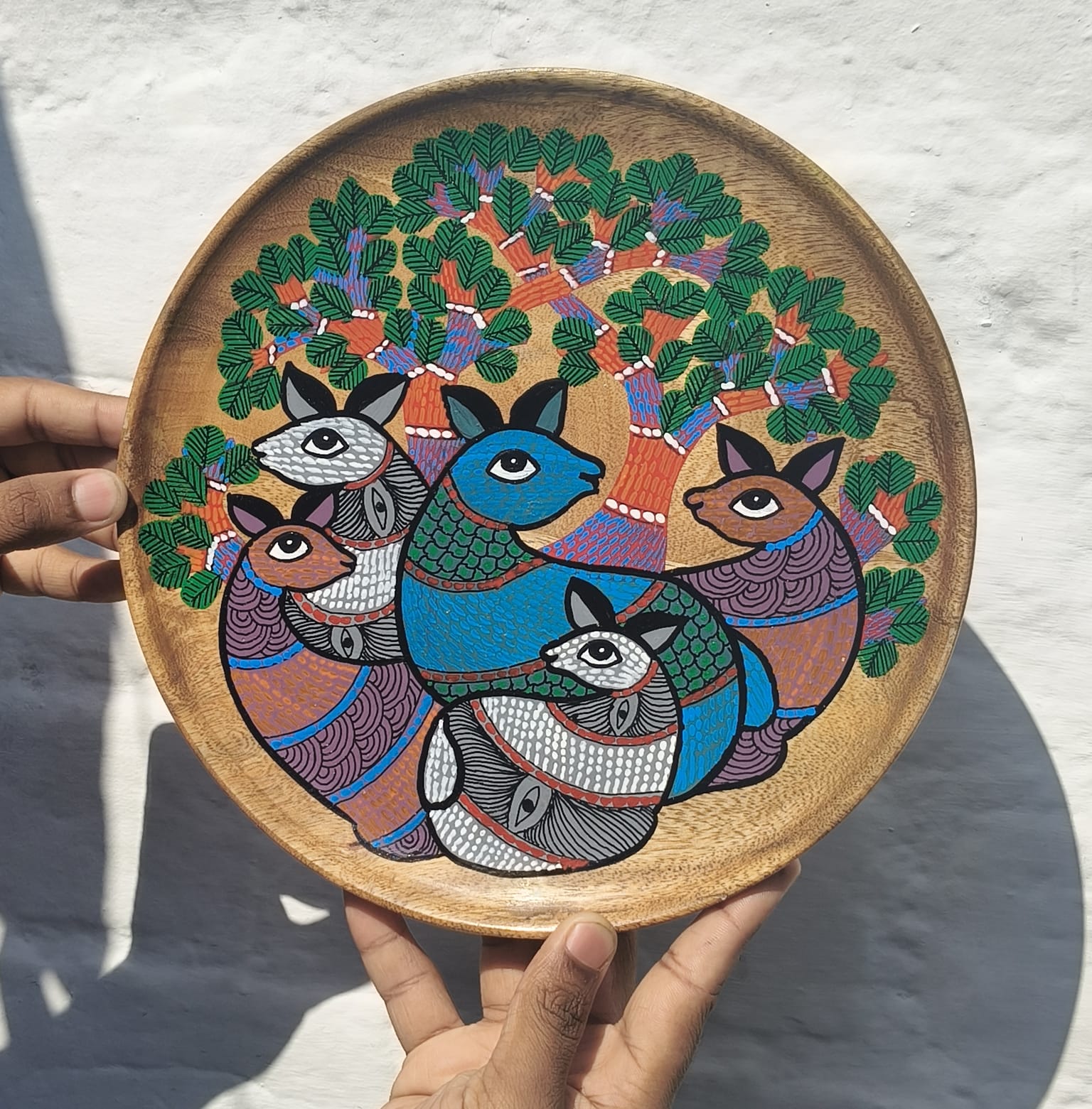 Deer Wood Wall Plate | Gond Art